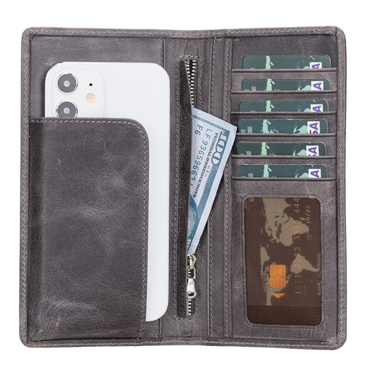 Evra 6.7 inch Compatible Leather Card Holder Case TN18 Gray