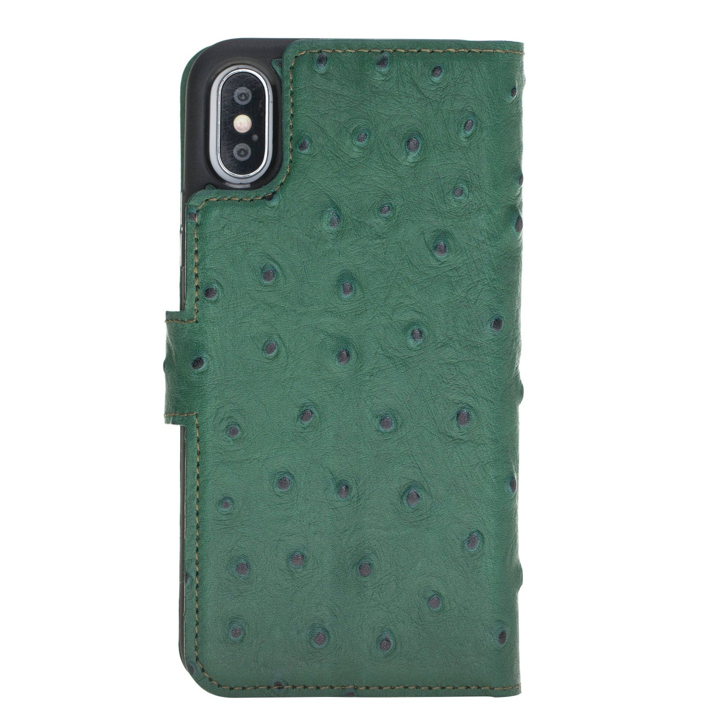 Apple iPhone X-XS Compatible Leather Wallet Case DE6 Green