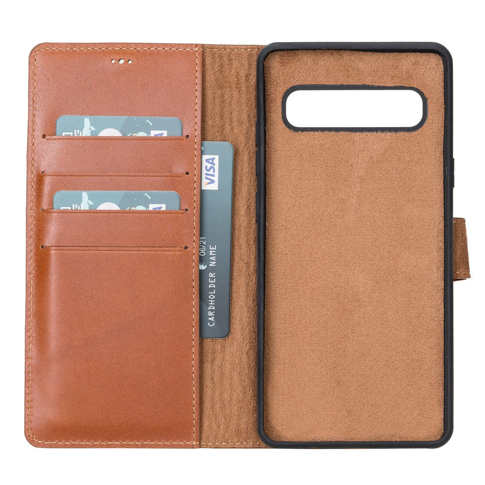 Samsung Galaxy S10 5G Compatible Leather Wallet Case RST2EF Brown