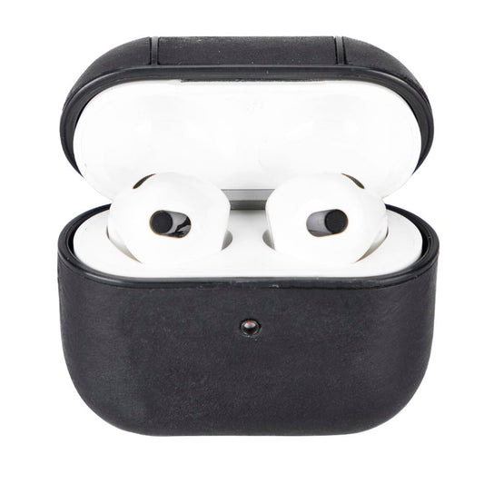 Apple AirPods 3.nesil Uyumlu Deri Kılıf Juni AA1 Siyah