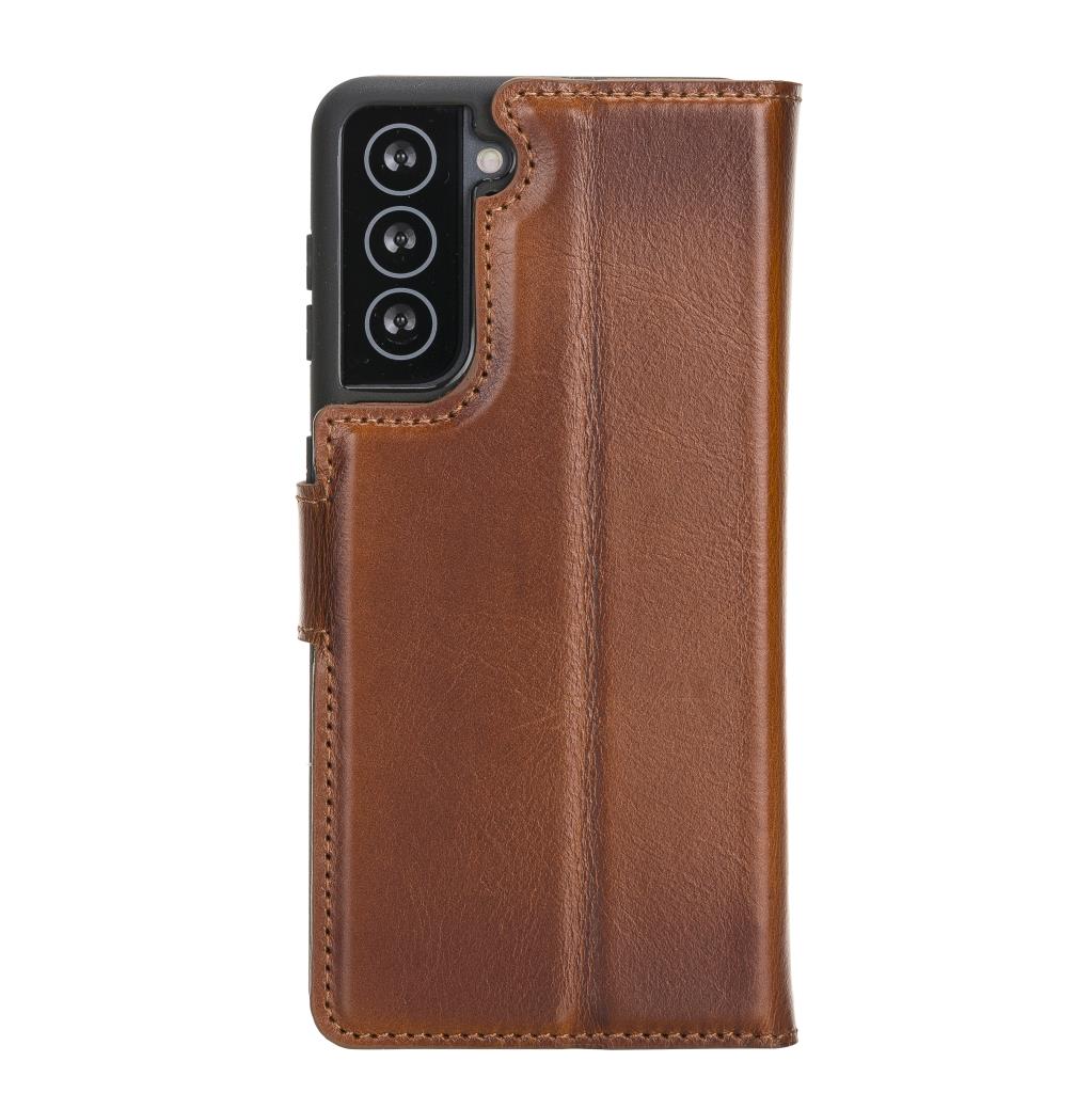 Samsung Galaxy S21 Compatible Leather Wallet Case RST2EF Brown