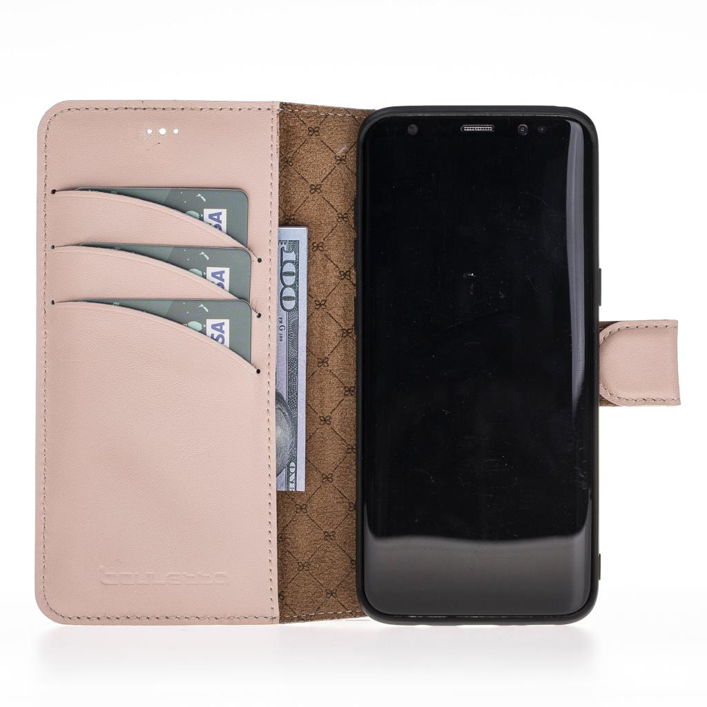 Samsung Galaxy S8 Plus Compatible Leather Wallet Case Nude Pink