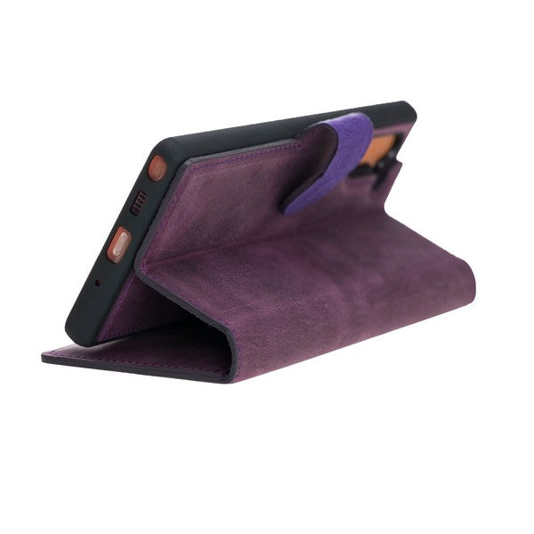 Samsung Galaxy Note 10 Plus Compatible Leather Wallet Case G7 Purple