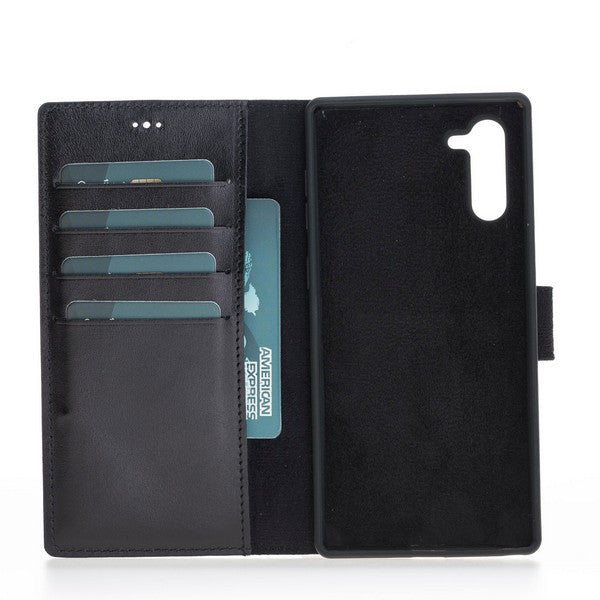 Samsung Galaxy Note 10 Compatible Leather Wallet Case RST1 Black