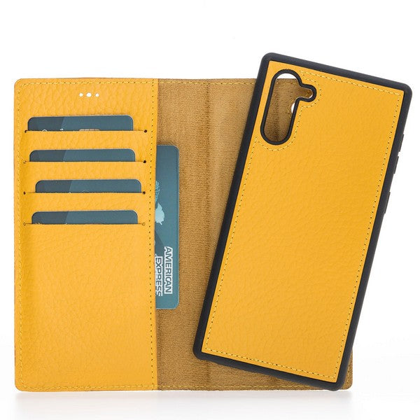 Samsung Galaxy Note 10 Compatible Leather Wallet Case FL12 Yellow