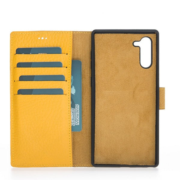 Samsung Galaxy Note 10 Compatible Leather Wallet Case FL12 Yellow