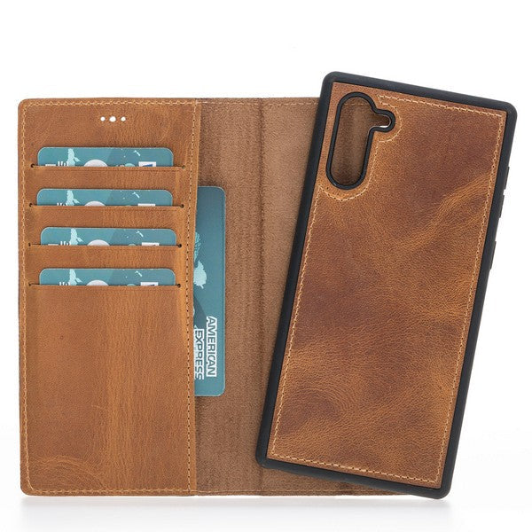 Samsung Galaxy Note 10 Compatible Leather Wallet Case G19 Tan