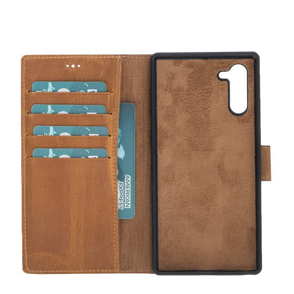 Samsung Galaxy Note 10 Compatible Leather Wallet Case G19 Tan