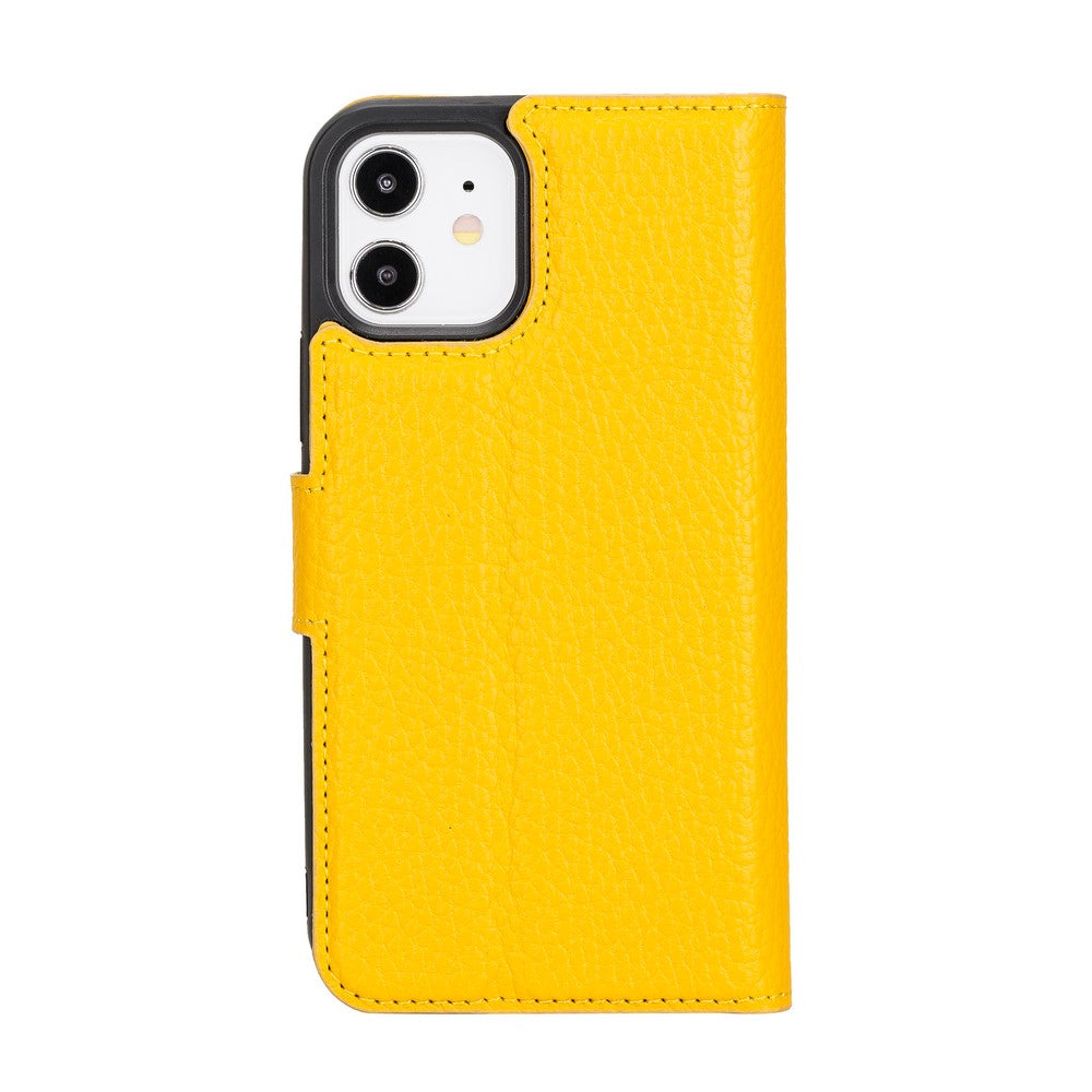 Apple iPhone 12 Compatible Leather Wallet Case FL12 Yellow