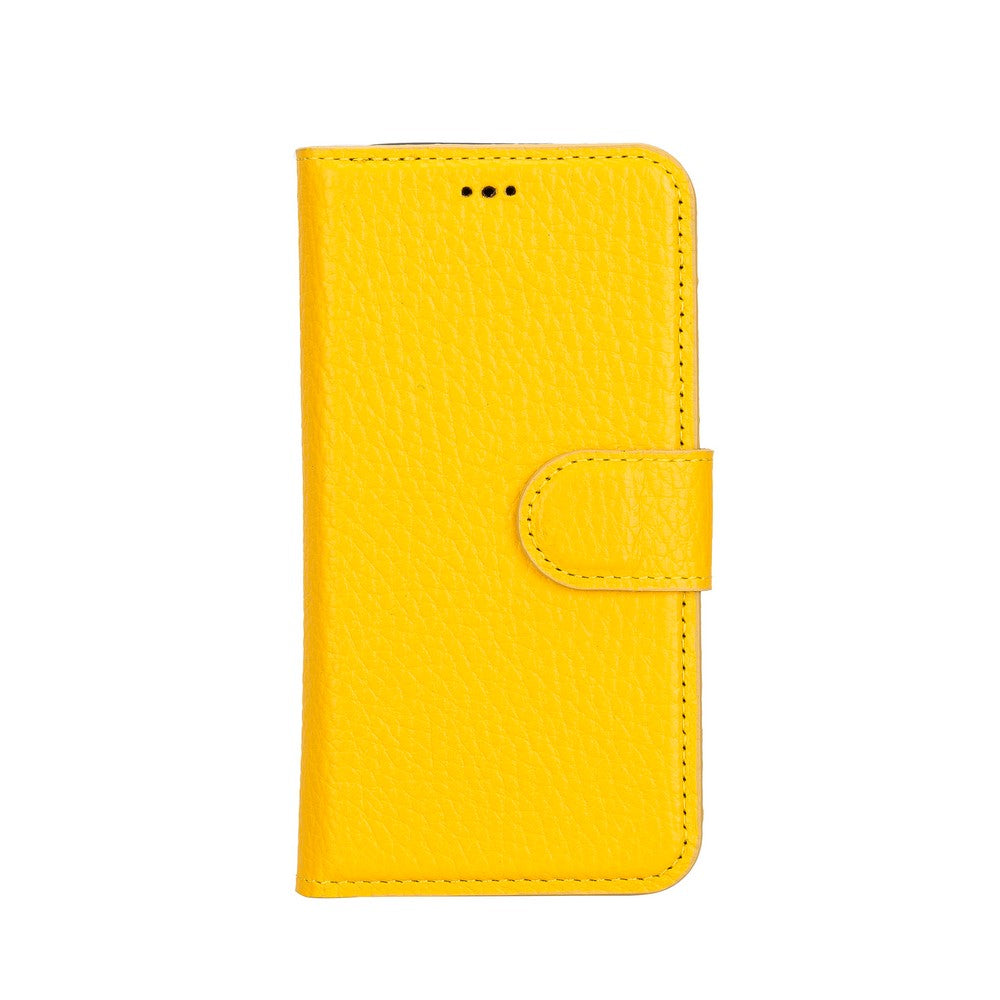 Apple iPhone 12 mini Compatible Leather Wallet Case FL12 Yellow