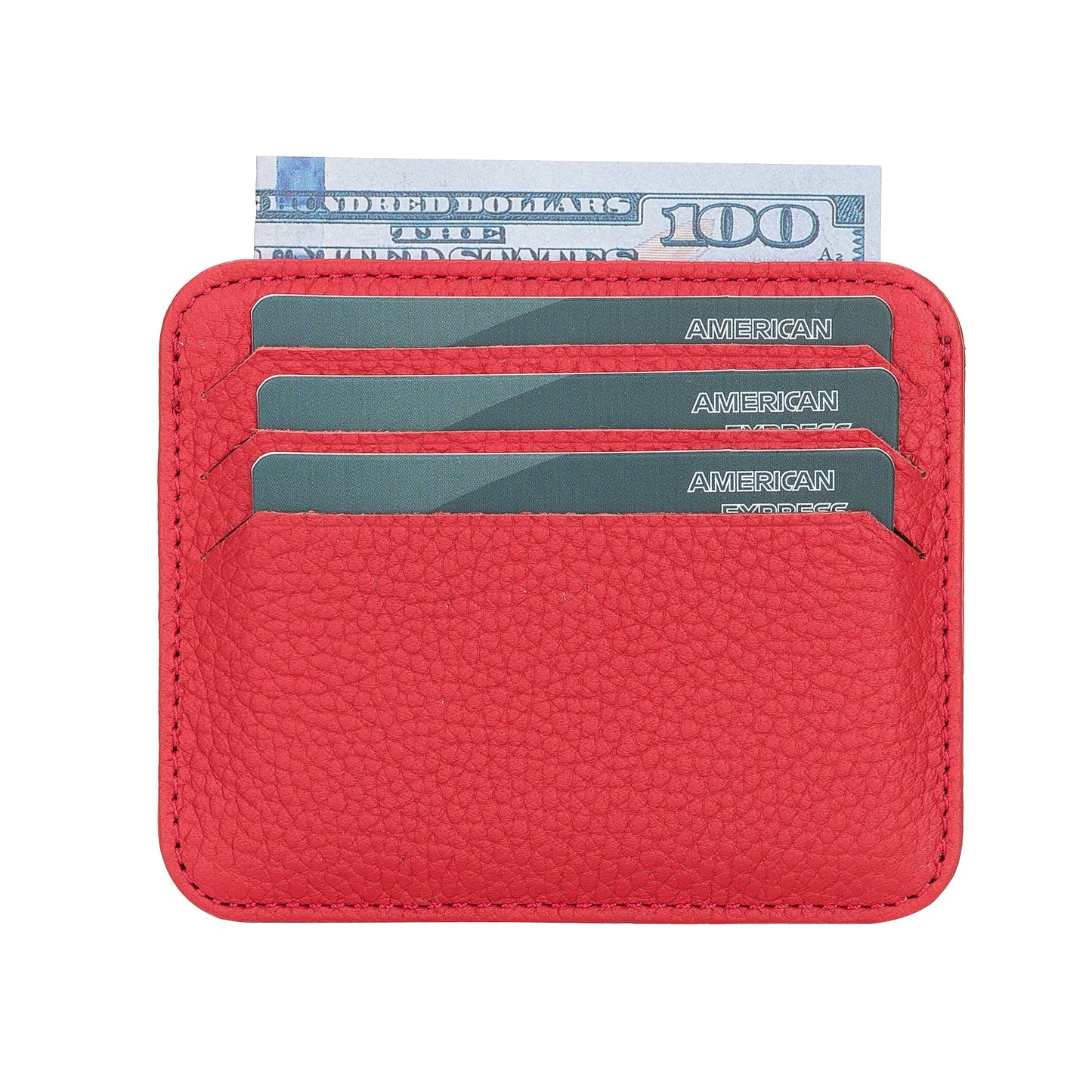 Leather Card Holder, Paper Money Section, 6 Card Compartments, Pomegranate Flower