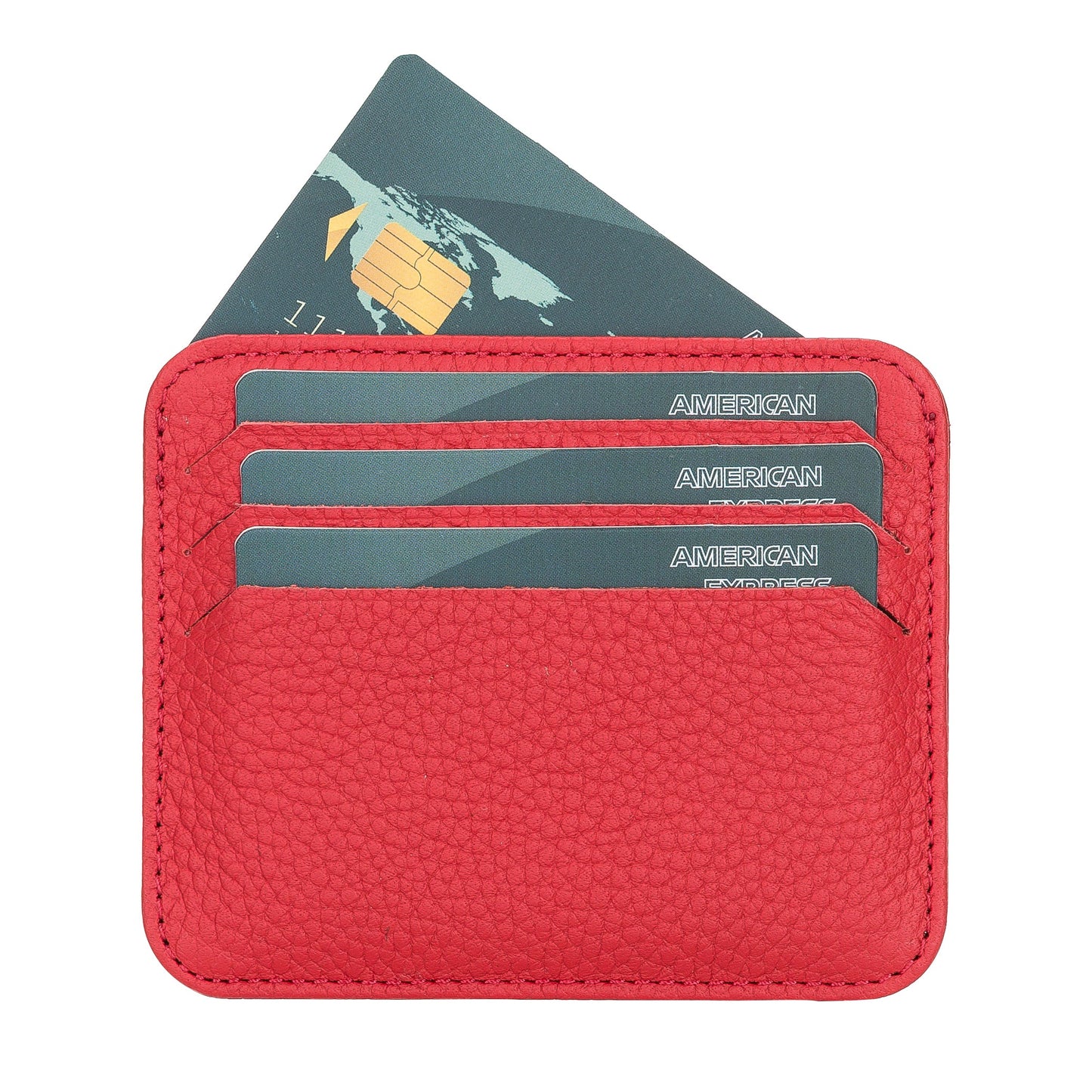 Leather Card Holder, Paper Money Section, 6 Card Compartments, Pomegranate Flower