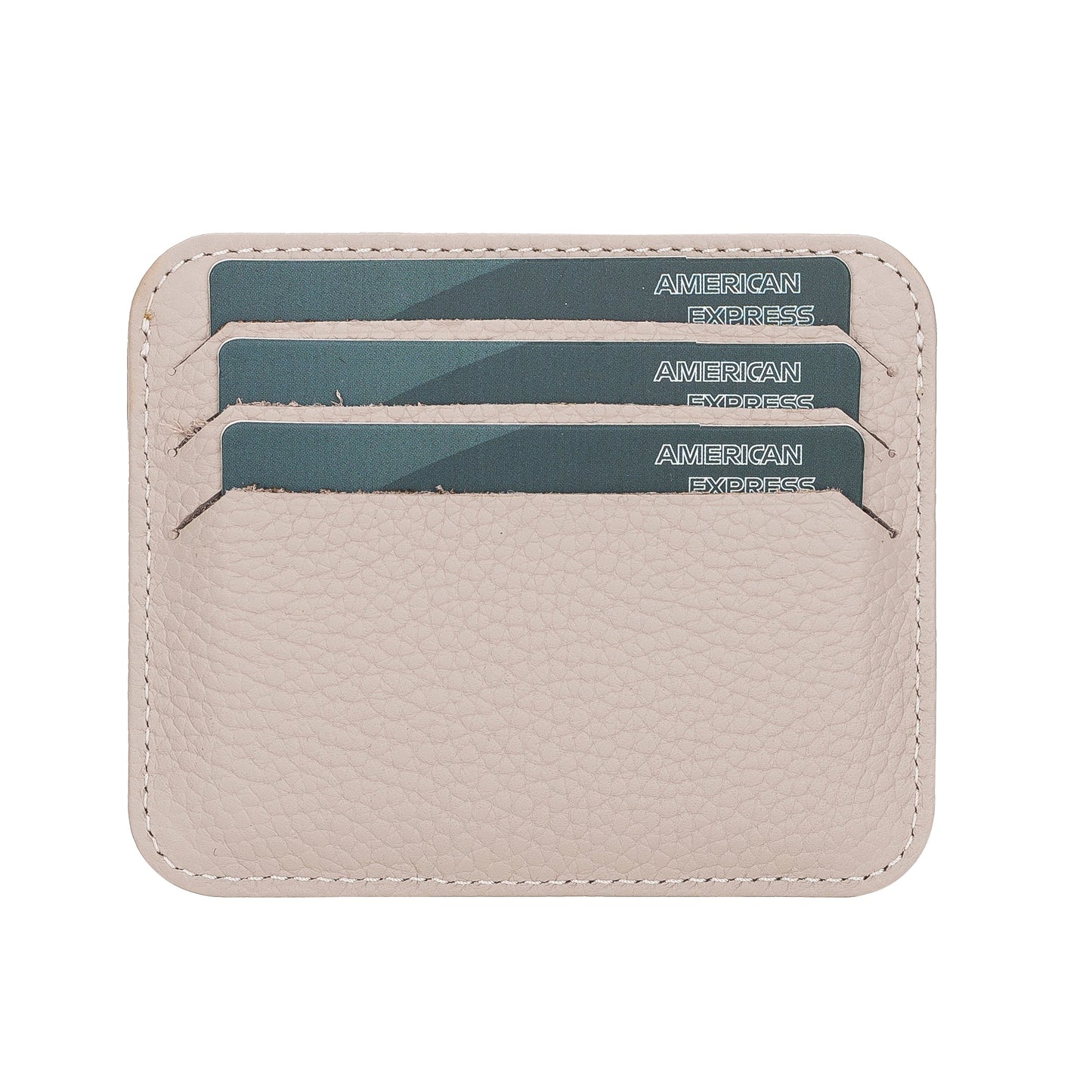 Leather Card Holder, Paper Money Section, 6 Card Compartments, Beige