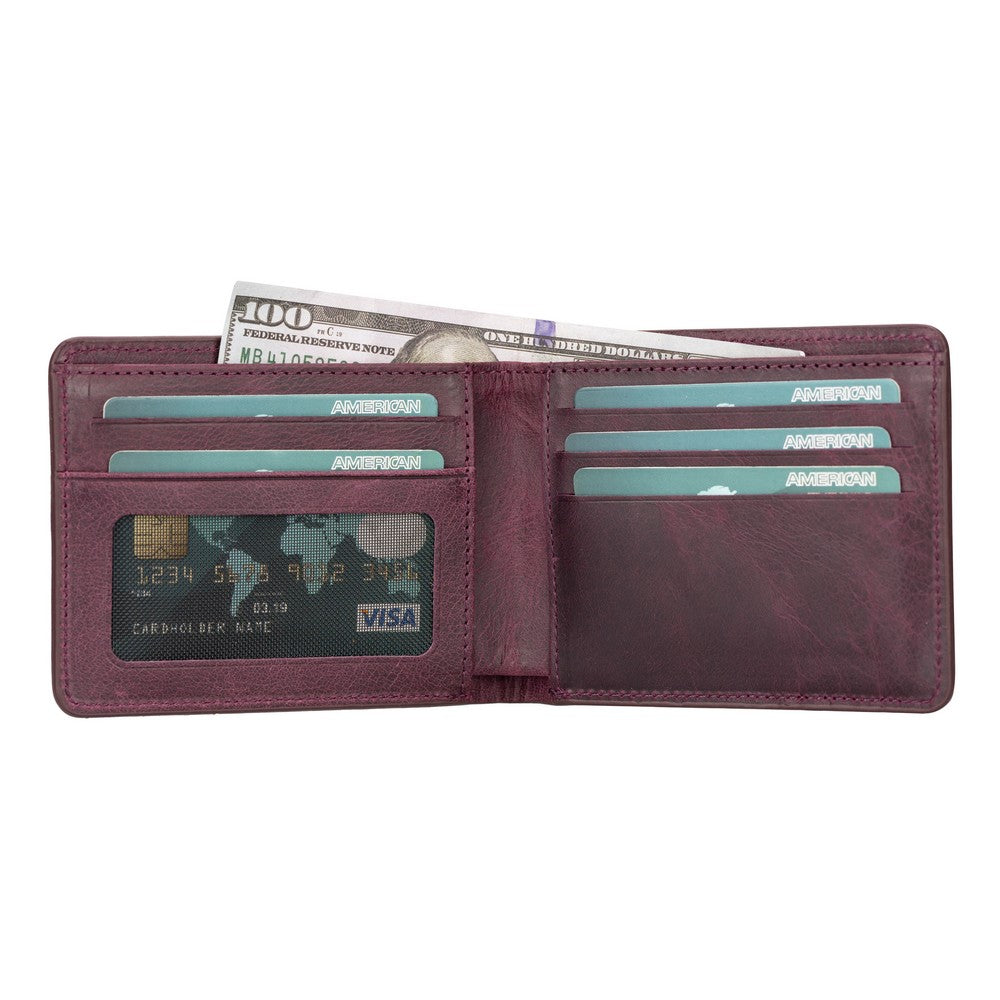 Pier Wallet, 8 Card Compartments, Rustic Claret Red