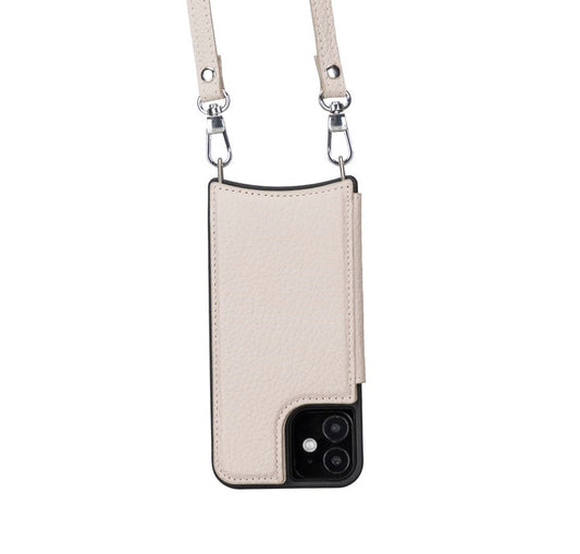 Apple iPhone 12 Mini Compatible Leather Strap Case UFW ERC3 Beige