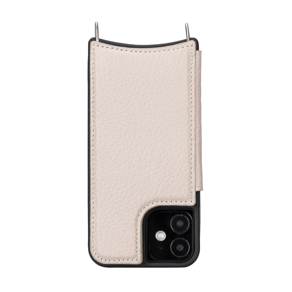 Apple iPhone 12 Mini Compatible Leather Strap Case UFW ERC3 Beige