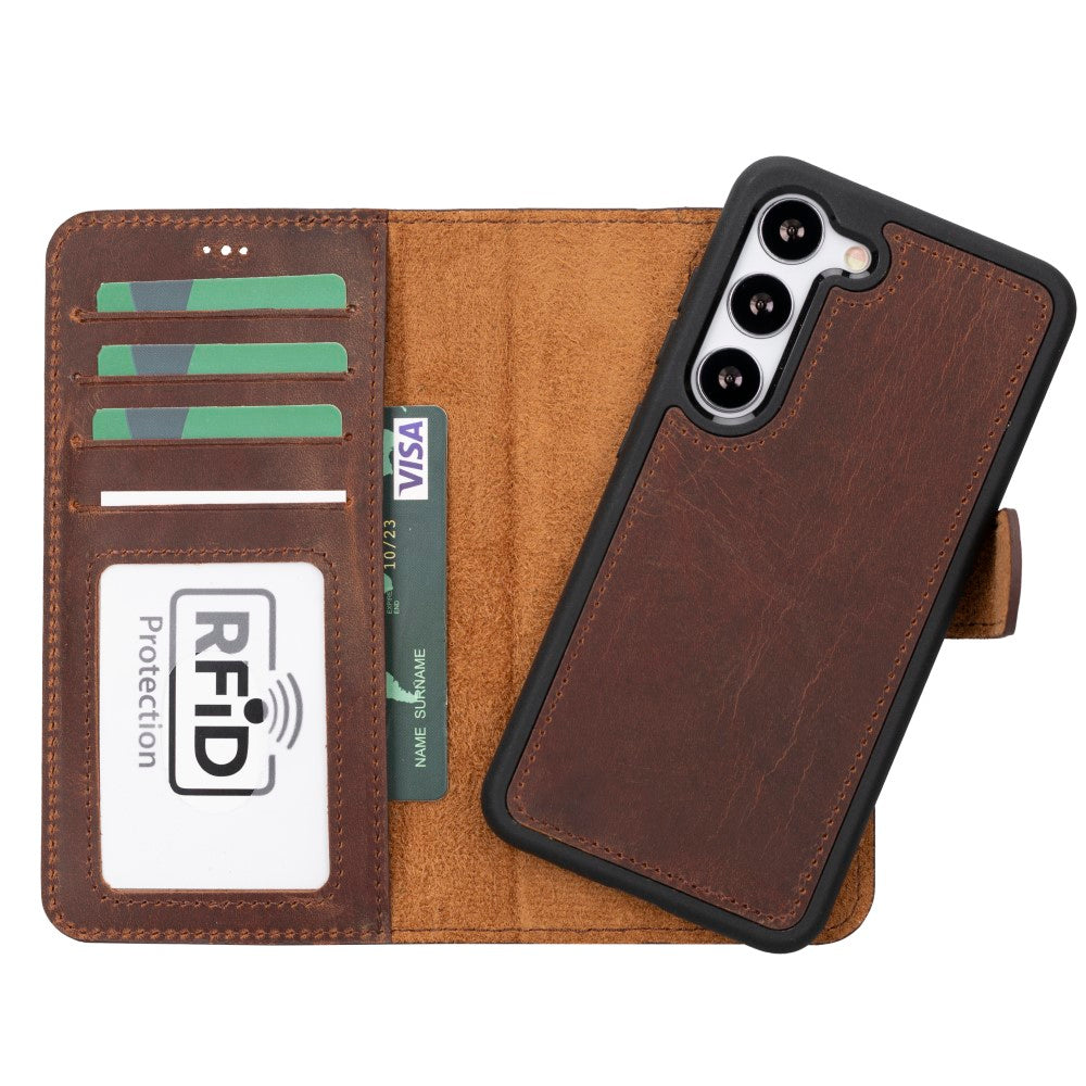 Samsung Galaxy S23 Compatible Leather Wallet Case G2 Brown