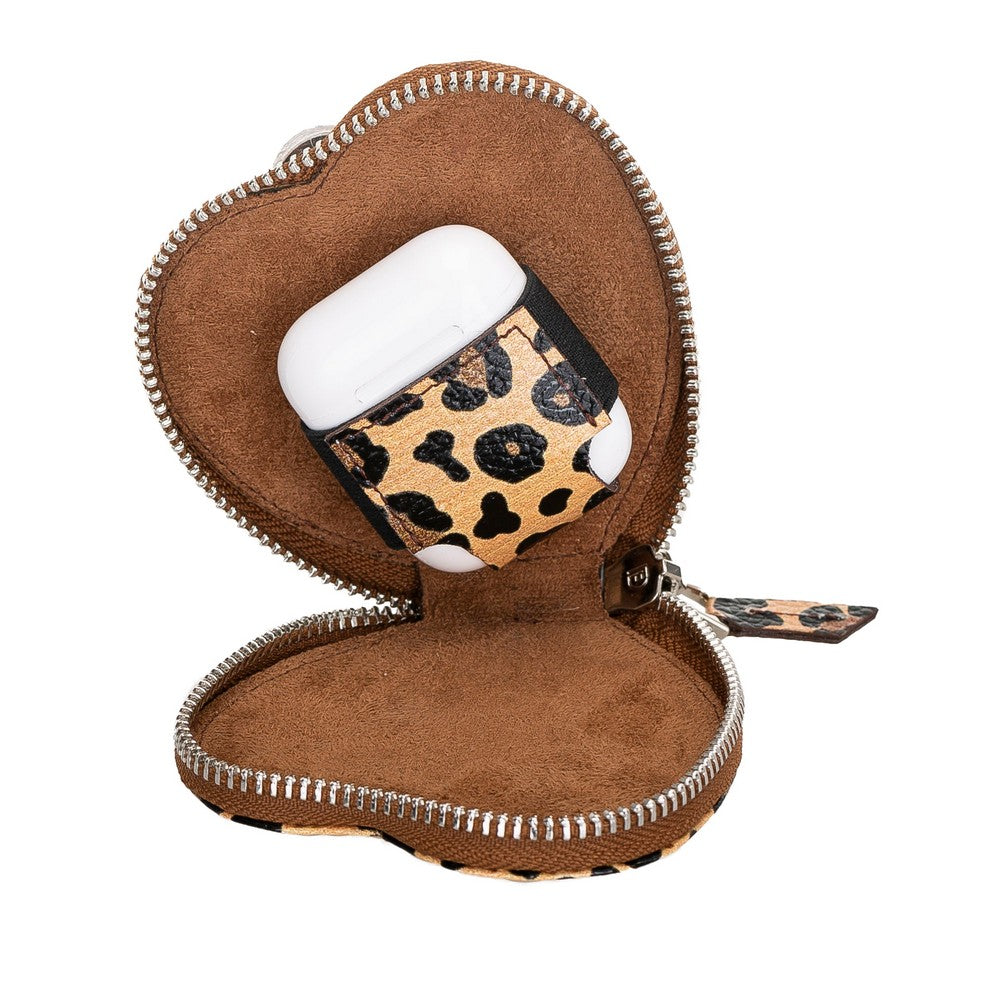 Apple AirPods 2nd generation Compatible Leather Case Valentine Leopard