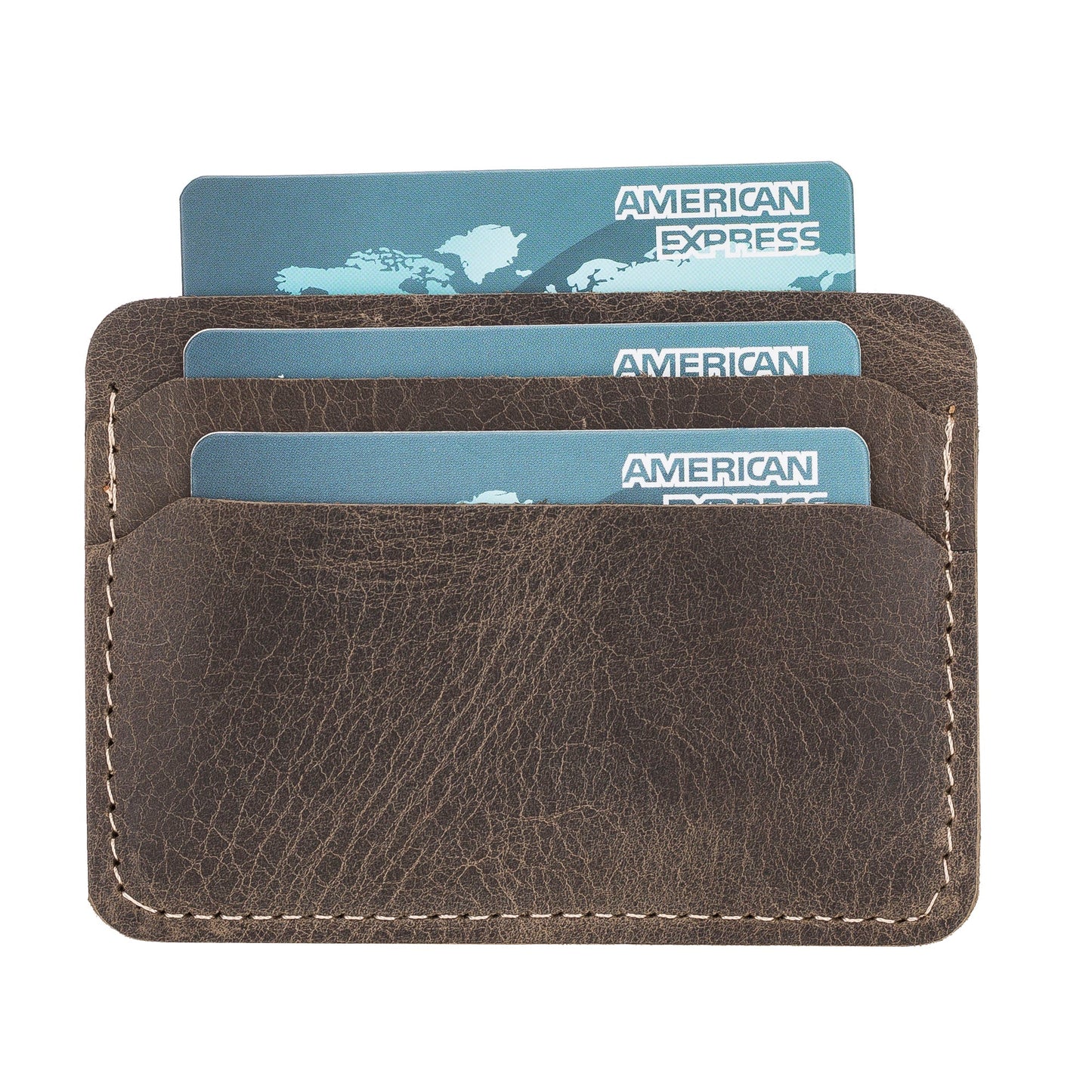 Leather Slim Card Holder Milk Coffee