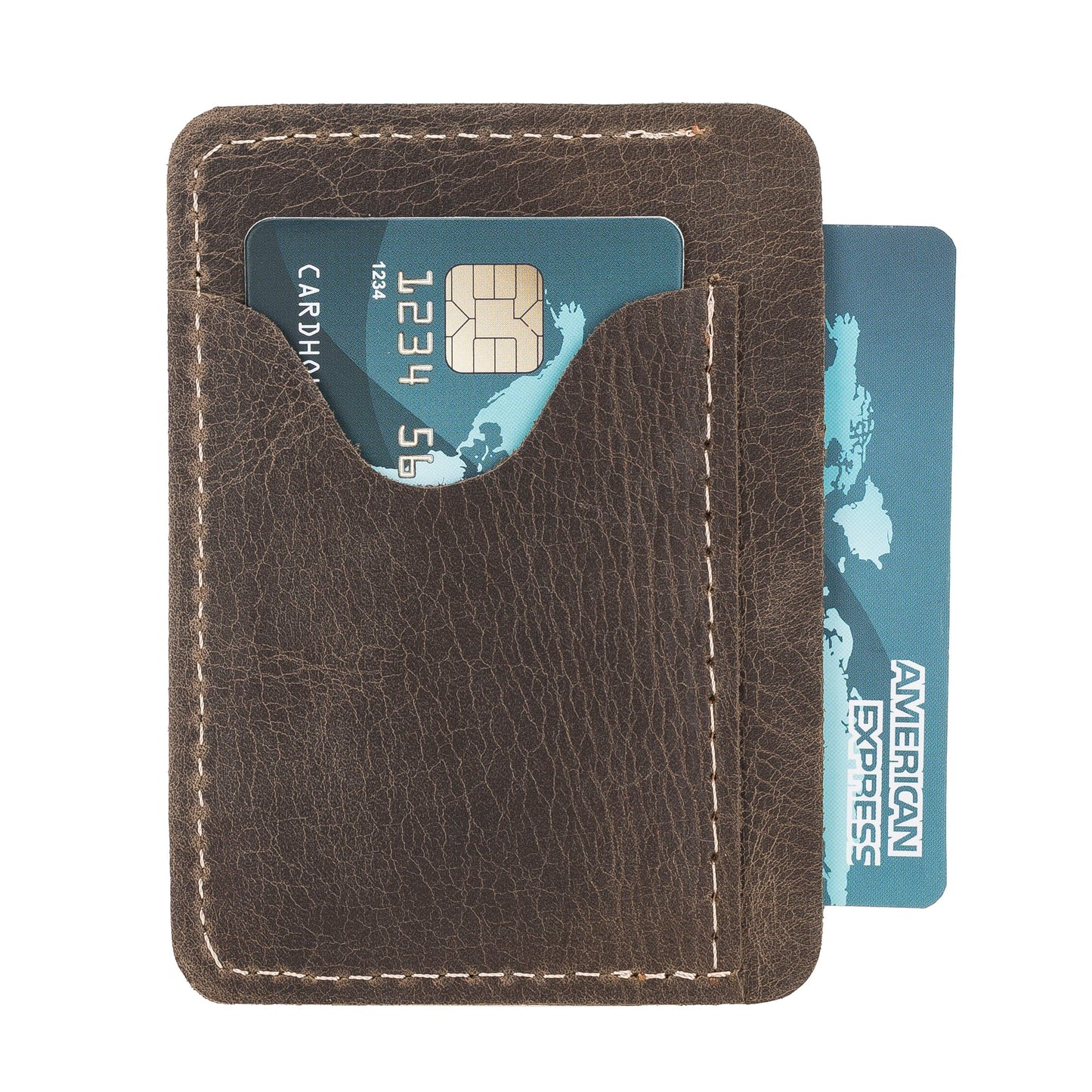 Leather Slim Card Holder Milk Coffee