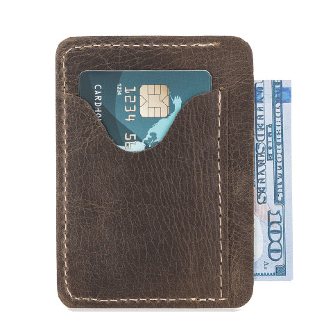 Leather Slim Card Holder Milk Coffee