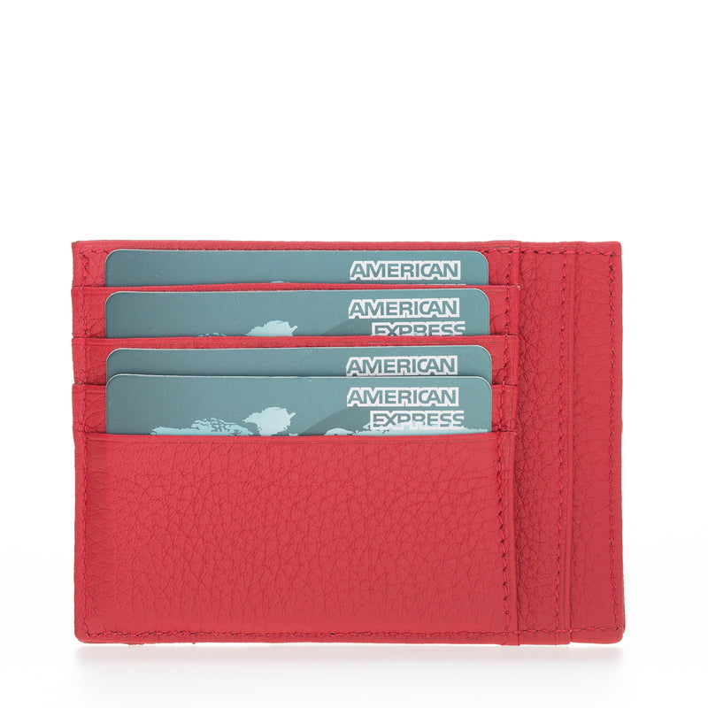 Leather Card Holder, Coin Compartment, 6 Card Compartments, Pomegranate Flower