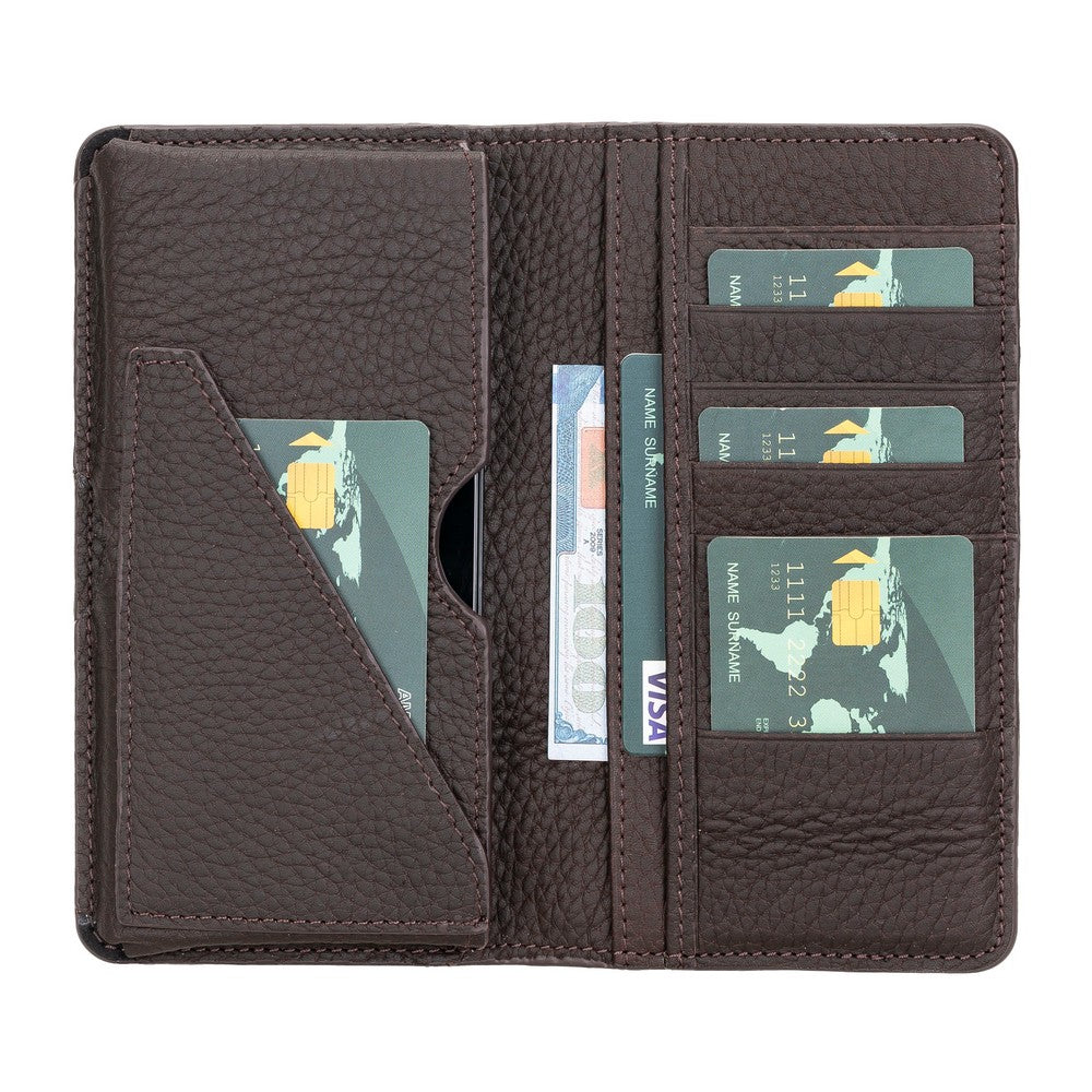 Calvina 6.5 inch Compatible Leather Card Holder Case FL02 Brown