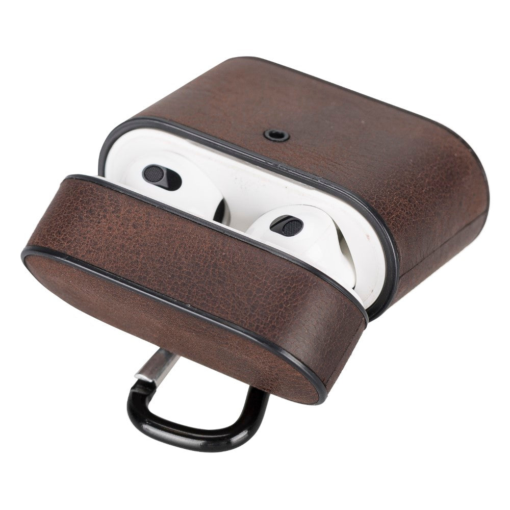 Casquet Apple AirPods 3rd generation Compatible Leather Case RO6 Brown