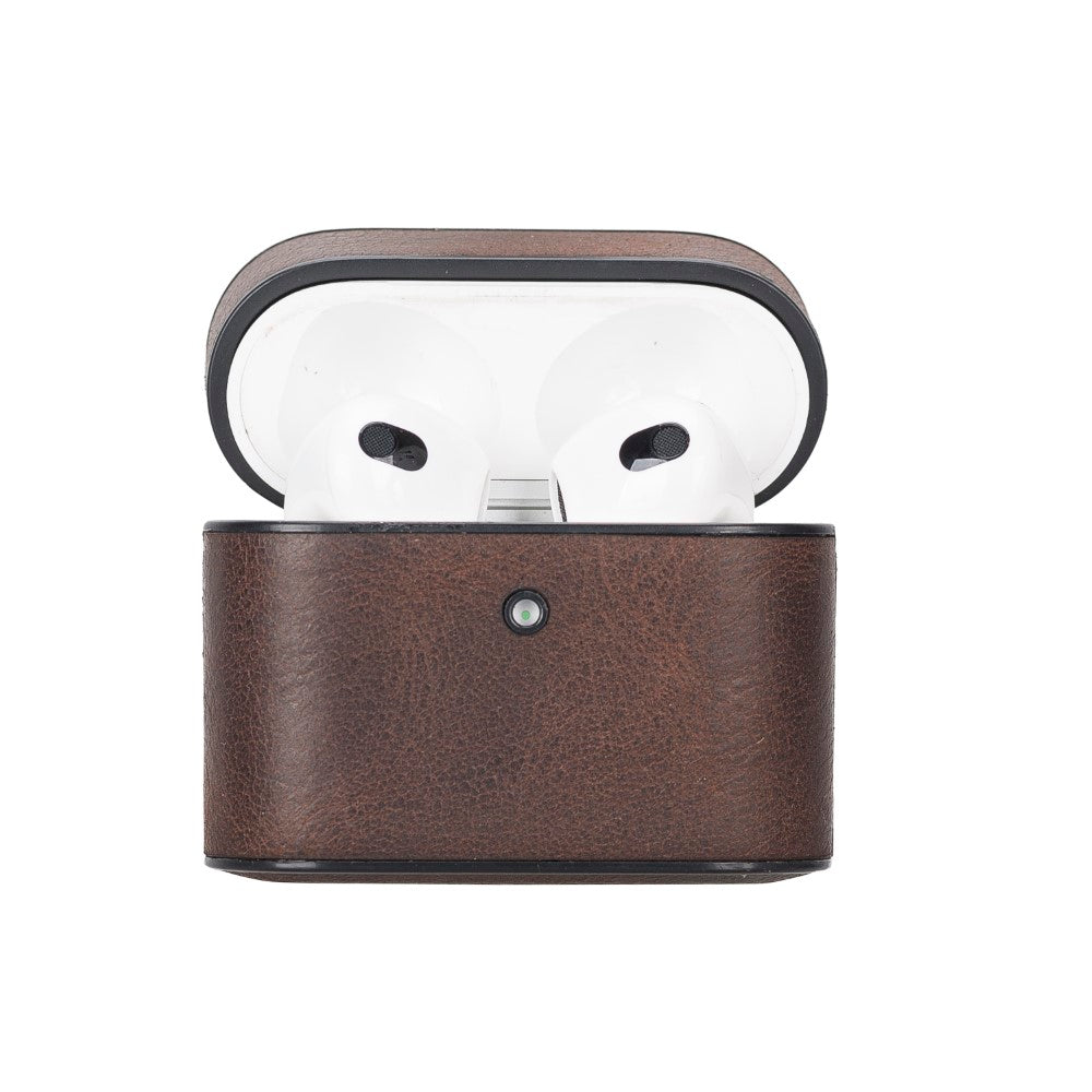 Casquet Apple AirPods 3rd generation Compatible Leather Case RO6 Brown