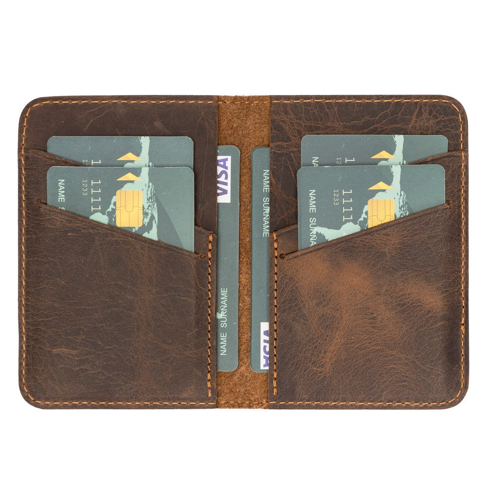 Enrico Slim Leather Card Holder, 6 card compartments, Antique Dark Brown