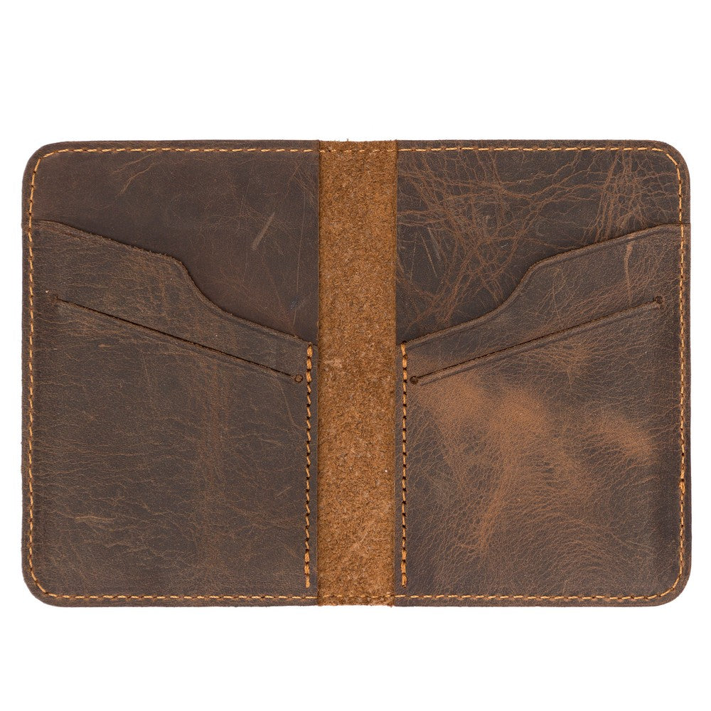 Enrico Slim Leather Card Holder, 6 card compartments, Antique Dark Brown