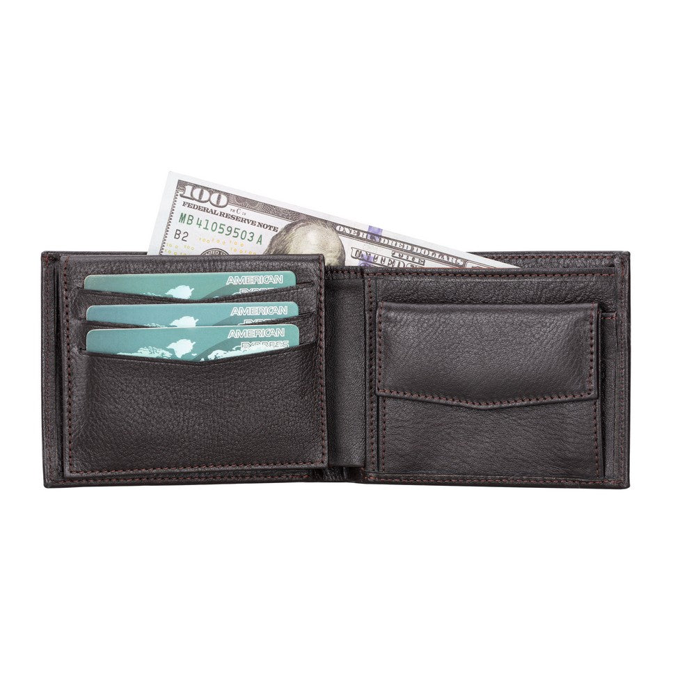 Passat Leather Wallet and Card Holder, 10 Card Compartments, Burnt Brown