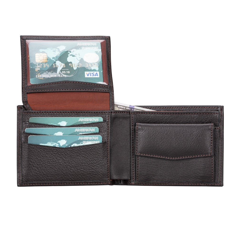 Passat Leather Wallet and Card Holder, 10 Card Compartments, Burnt Brown