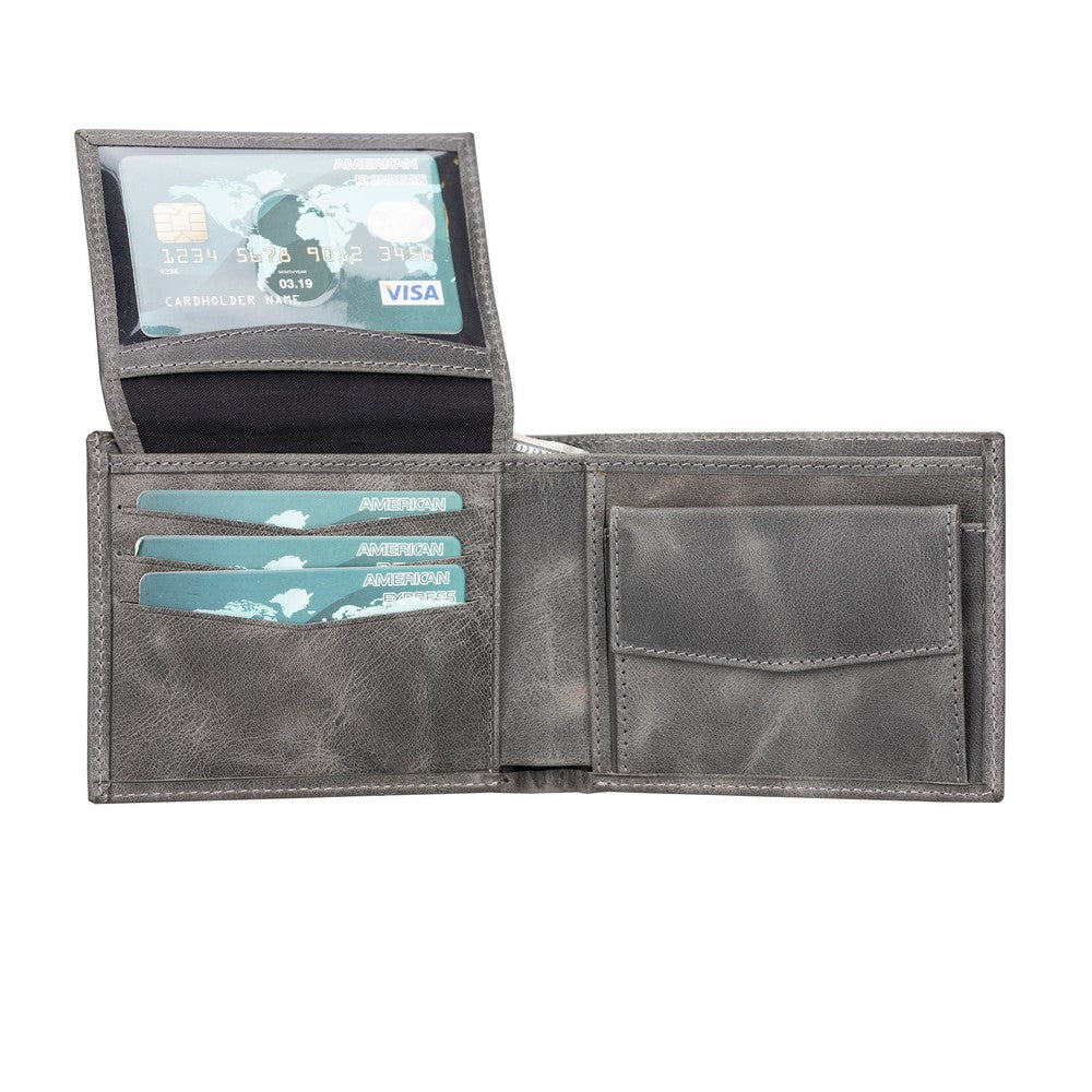 Passat Leather Wallet and Card Holder, 7 Card Compartments, Antique Gray