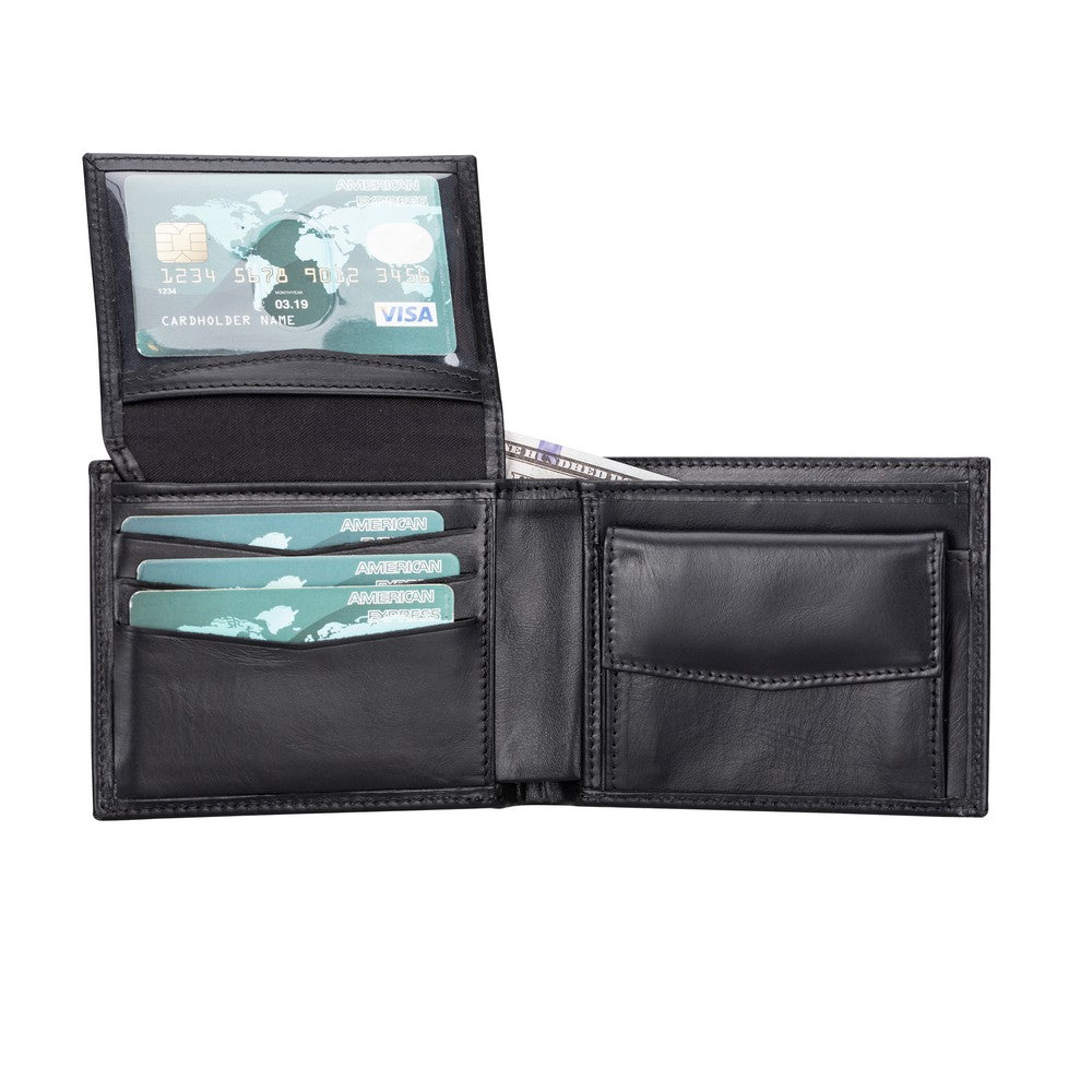 Passat Leather Wallet and Card Holder, 7 Card Compartments, Black