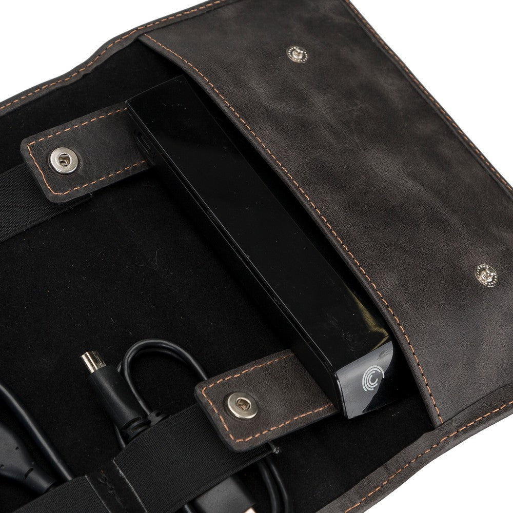 Leather Cable Accessory Carrying Bag ASP1 Black