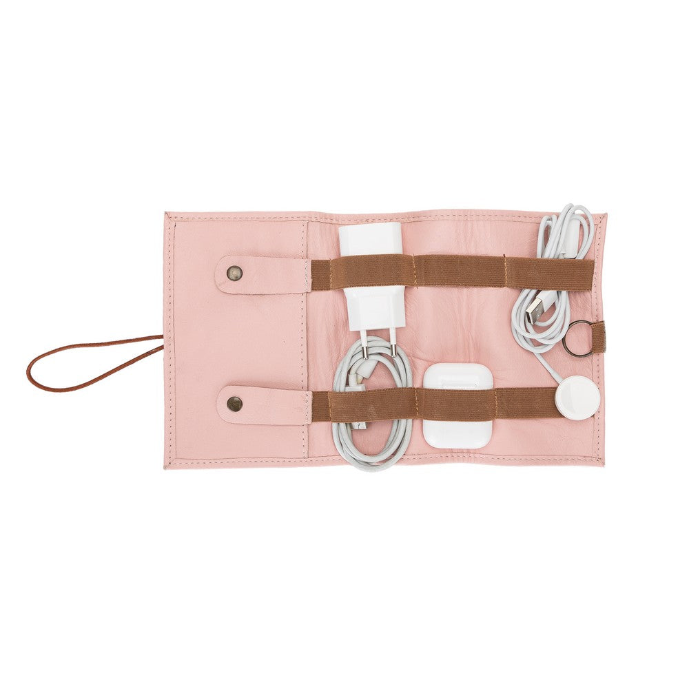 Leather Cable Accessory Carrying Bag NU2 Pink