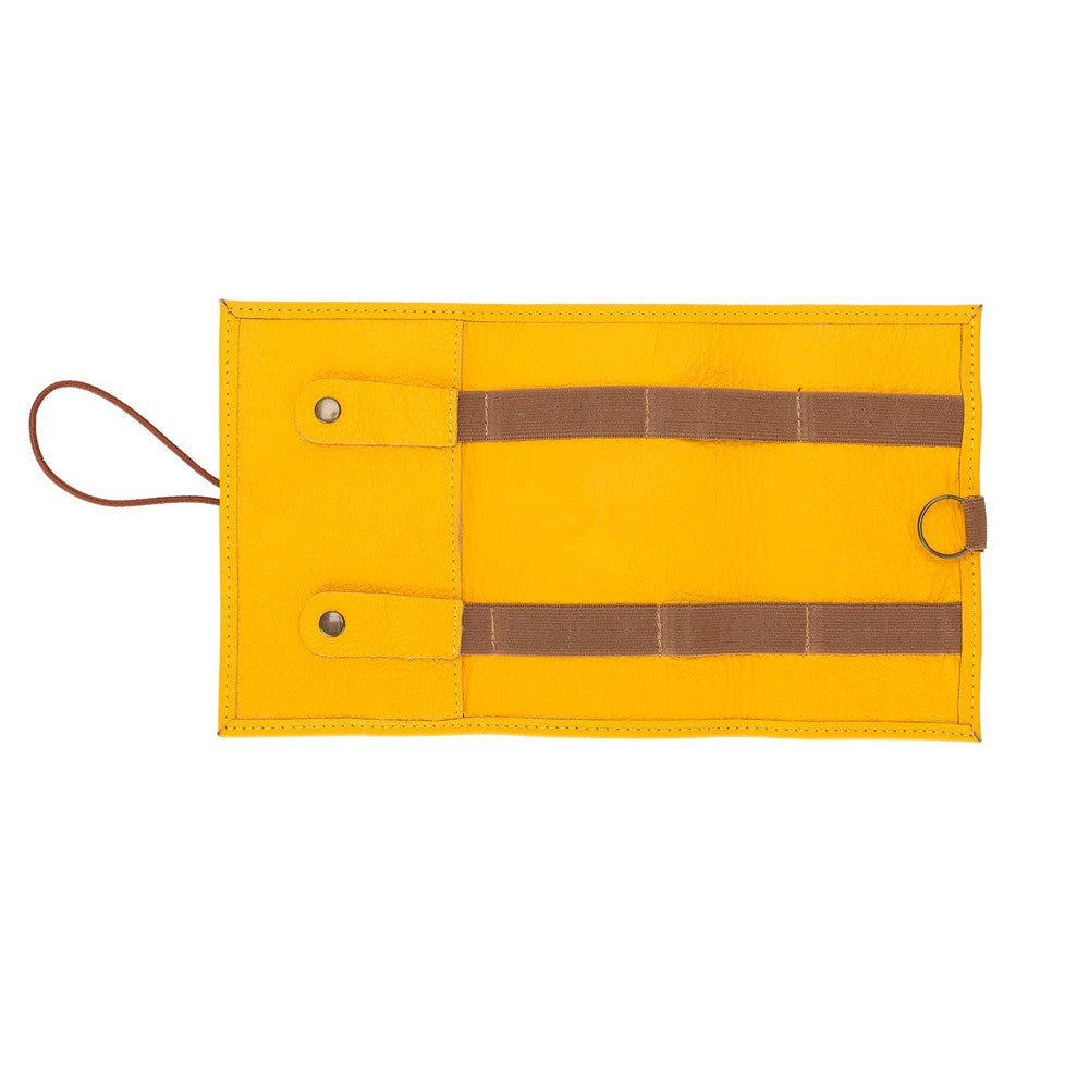 Leather Cable Accessory Carrying Bag FL12 Yellow