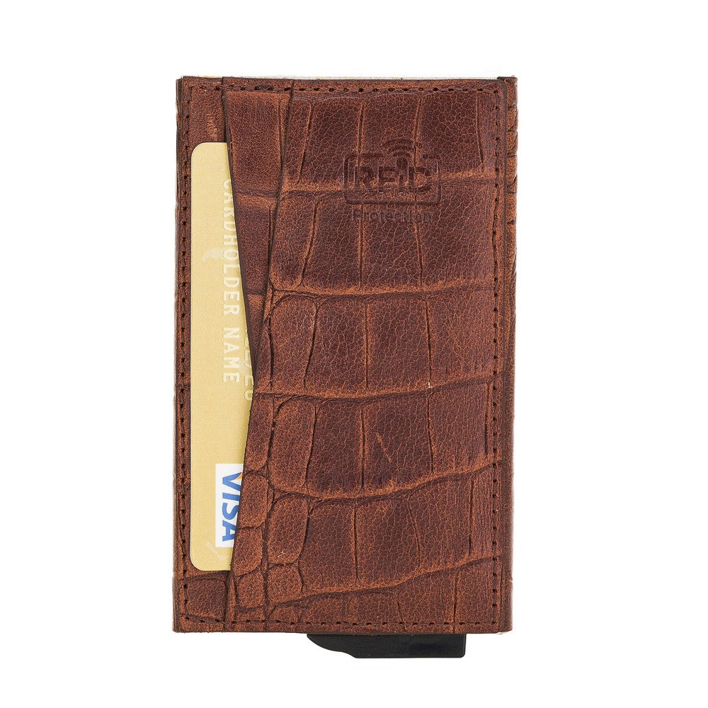 Fernando Card Holder, Holds 7 Cards, Snake Pattern, Brown