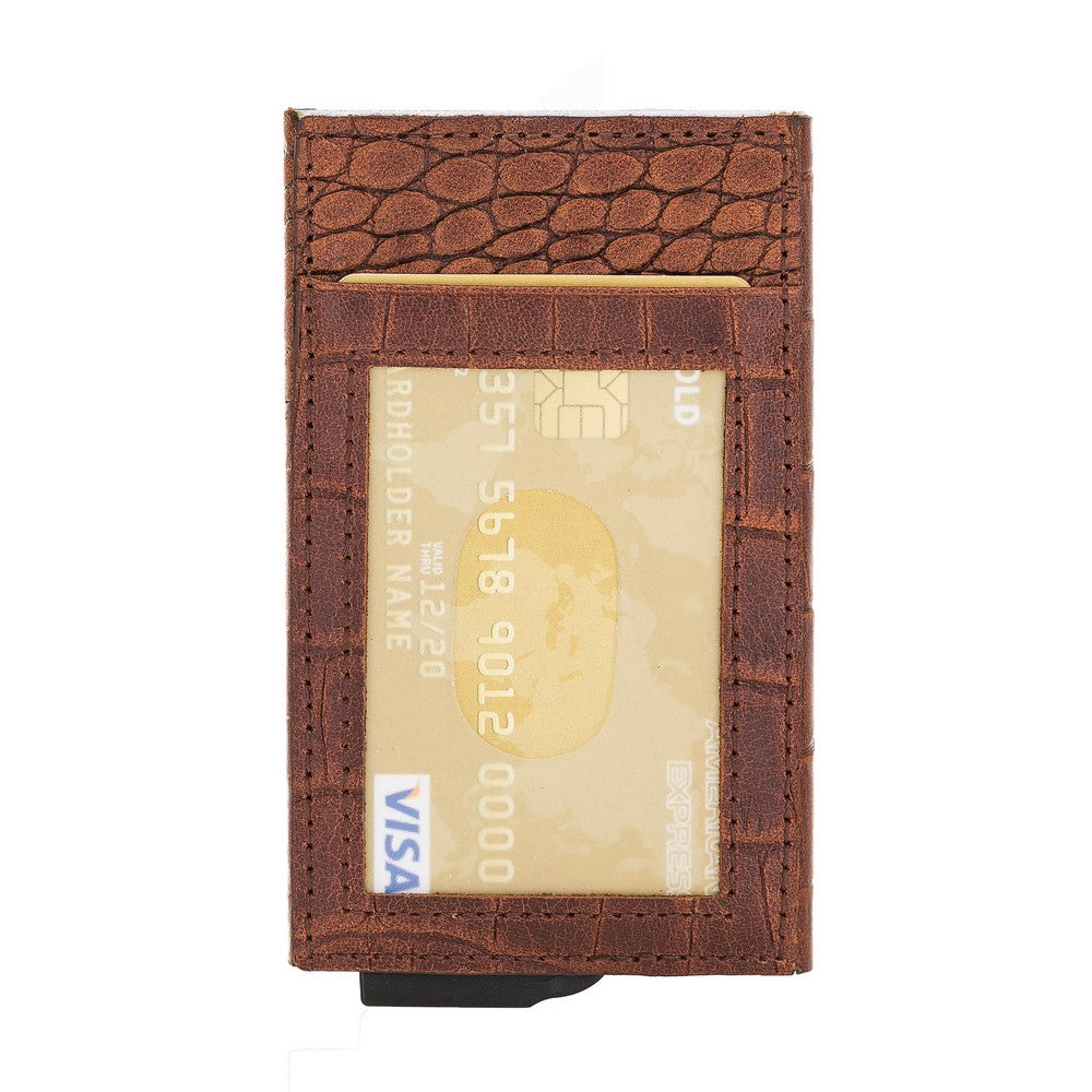 Fernando Card Holder, Holds 7 Cards, Snake Pattern, Brown