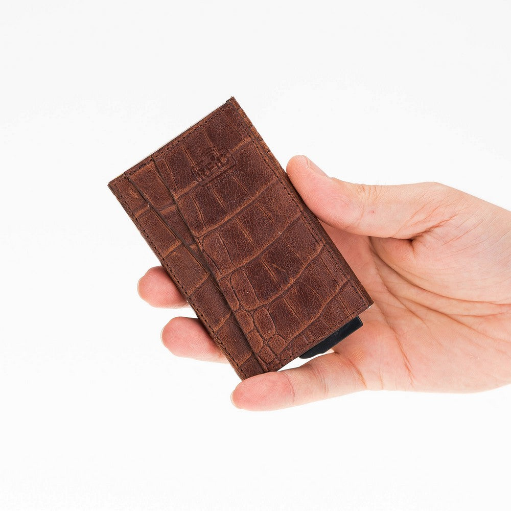 Fernando Card Holder, Holds 7 Cards, Snake Pattern, Brown