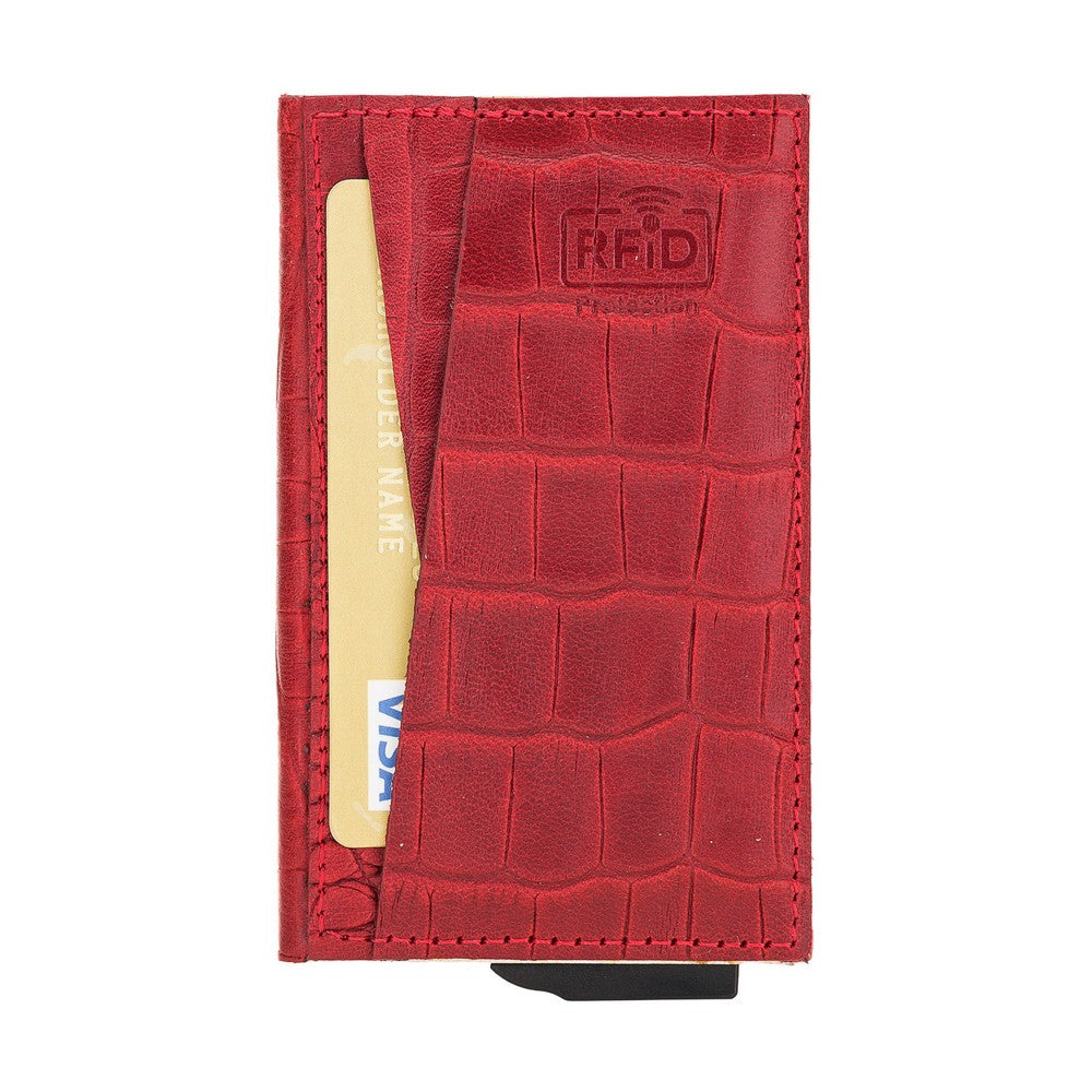 Fernando Card Holder, Holds 7 Cards, Snake Pattern, Red