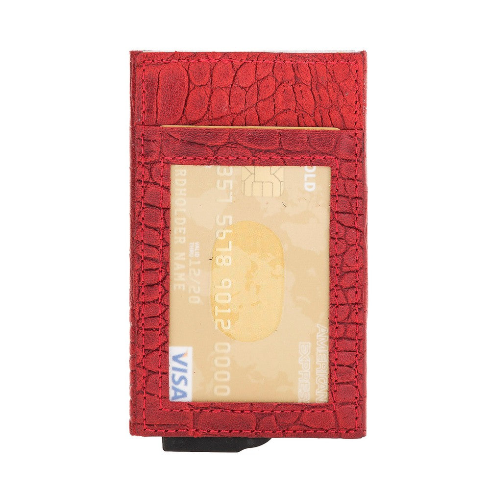 Fernando Card Holder, Holds 7 Cards, Snake Pattern, Red