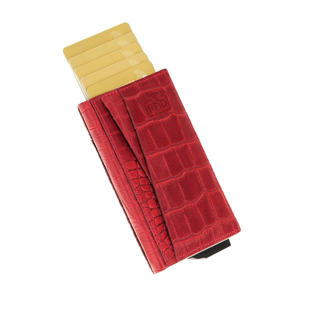 Fernando Card Holder, Holds 7 Cards, Snake Pattern, Red