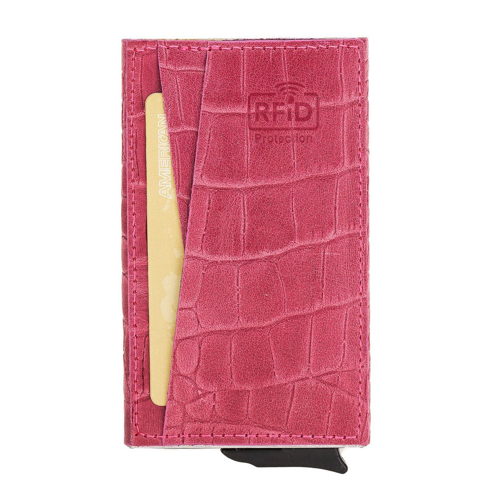 Fernando Card Holder, Holds 7 Cards, Snake Pattern, Pink