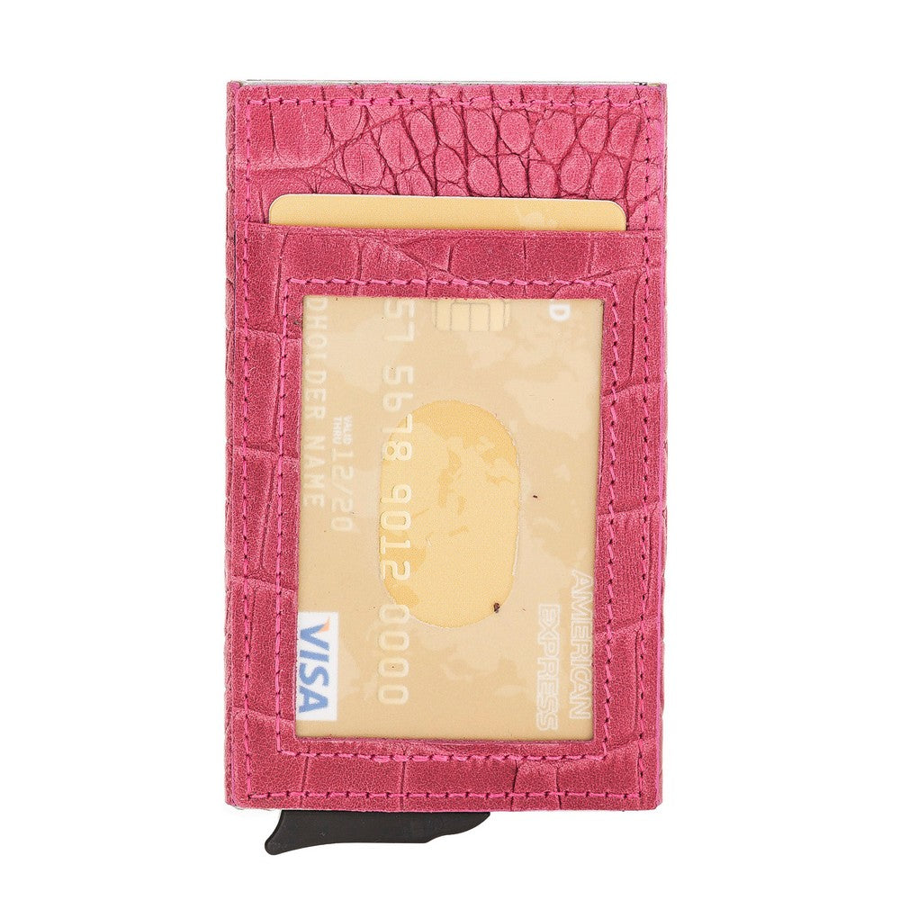 Fernando Card Holder, Holds 7 Cards, Snake Pattern, Pink