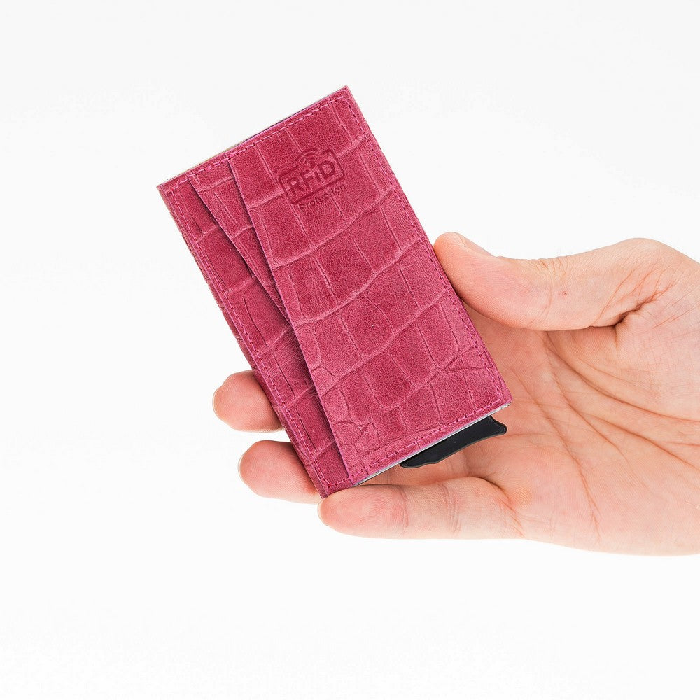 Fernando Card Holder, Holds 7 Cards, Snake Pattern, Pink