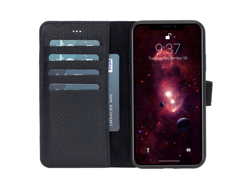 Apple iPhone XR Compatible Leather Wallet Case FL01 Black