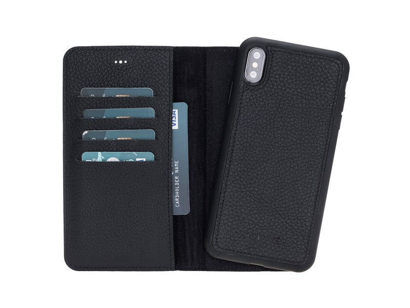 Apple iPhone XS Max Compatible Leather Wallet Case FL01 Black