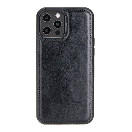 Apple iPhone 12 Pro Max Compatible Leather Back Cover RST1 Black